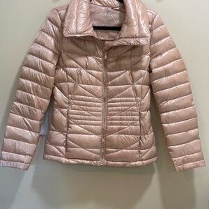 Calvin Klein Rose Gold Packable Puffer Jacket